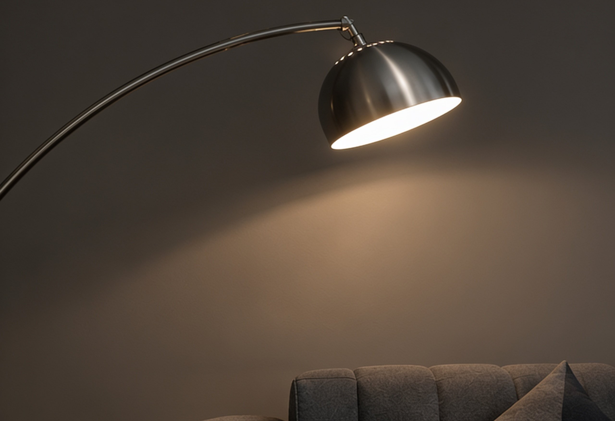 Luxury arc floor lamp with heavy genuine marble base