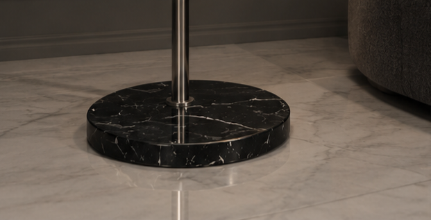 Luxury arc floor lamp with heavy genuine marble base