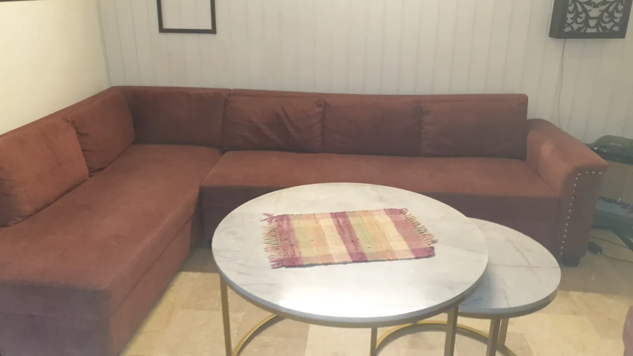 7 seater L shaped sofa in warm color