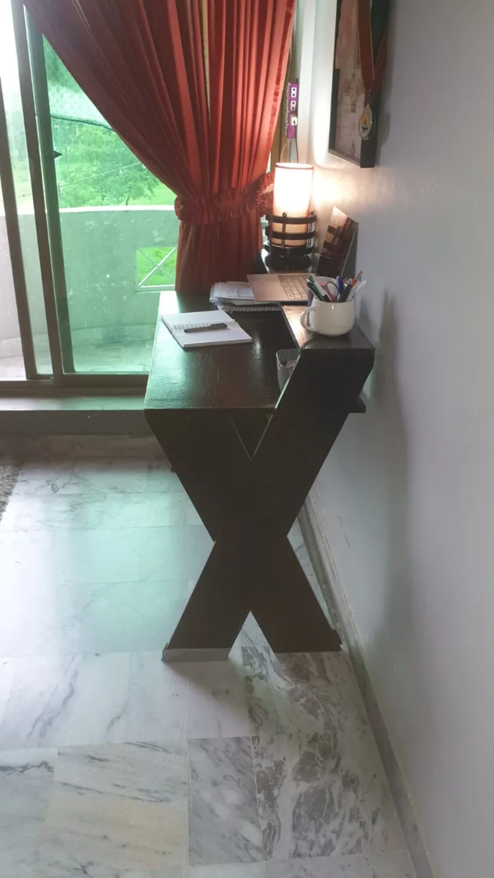 Lamp, study table and book shelves rack