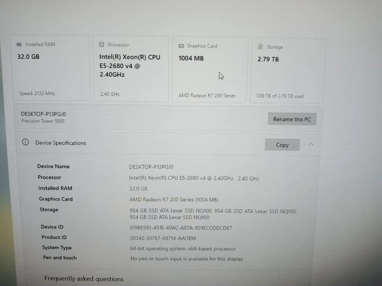 Computer ( details in screen shot)