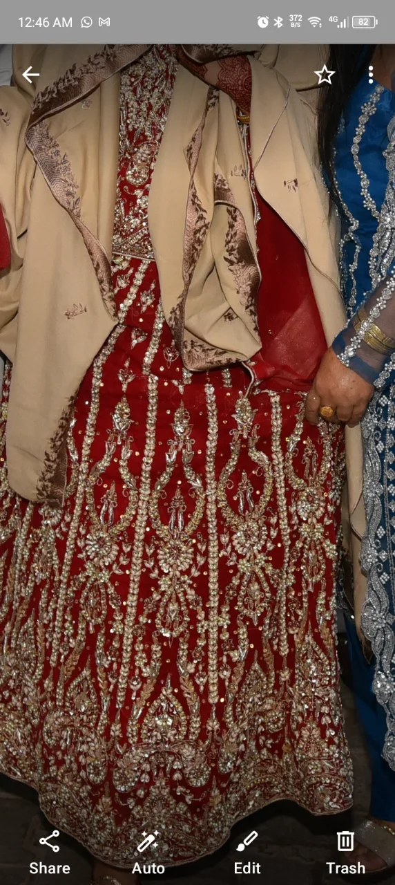 Maroon bridal pearl work lehnga
