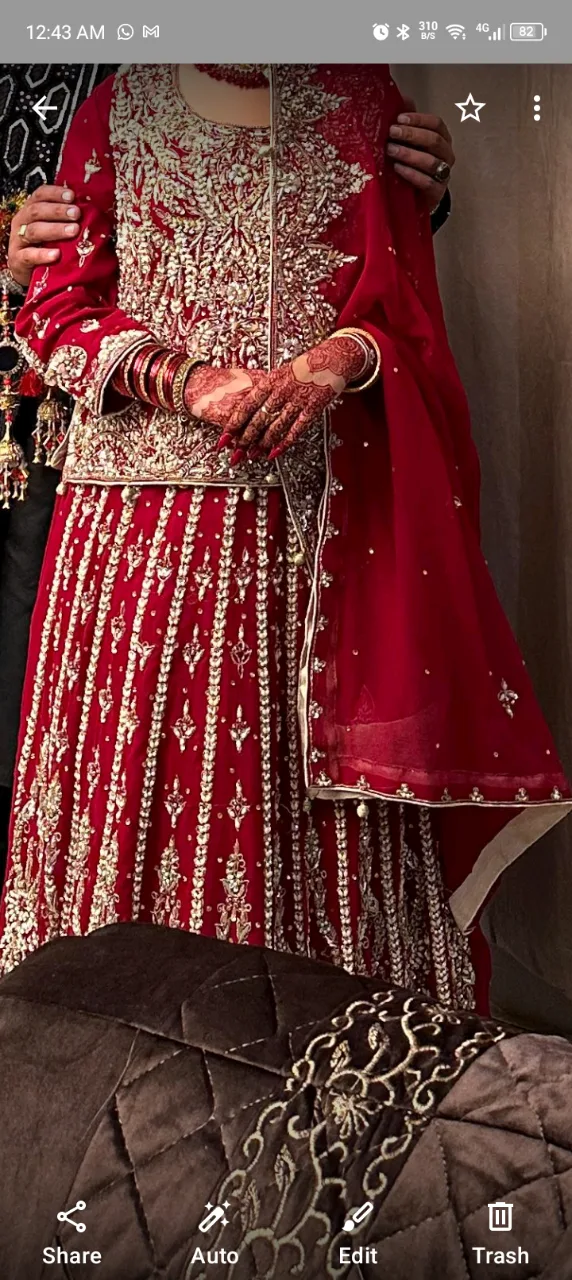 Maroon bridal pearl work lehnga