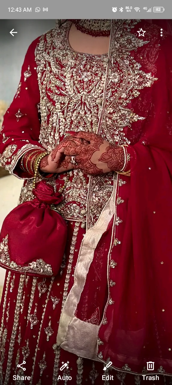 Maroon bridal pearl work lehnga