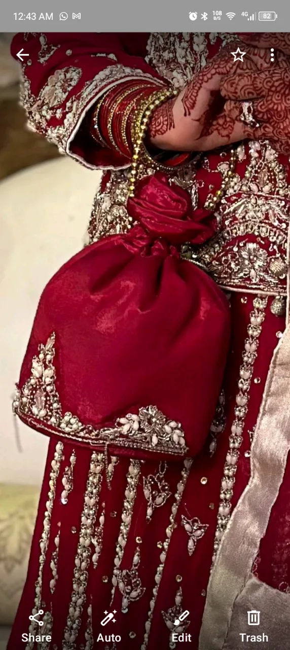 Maroon bridal pearl work lehnga