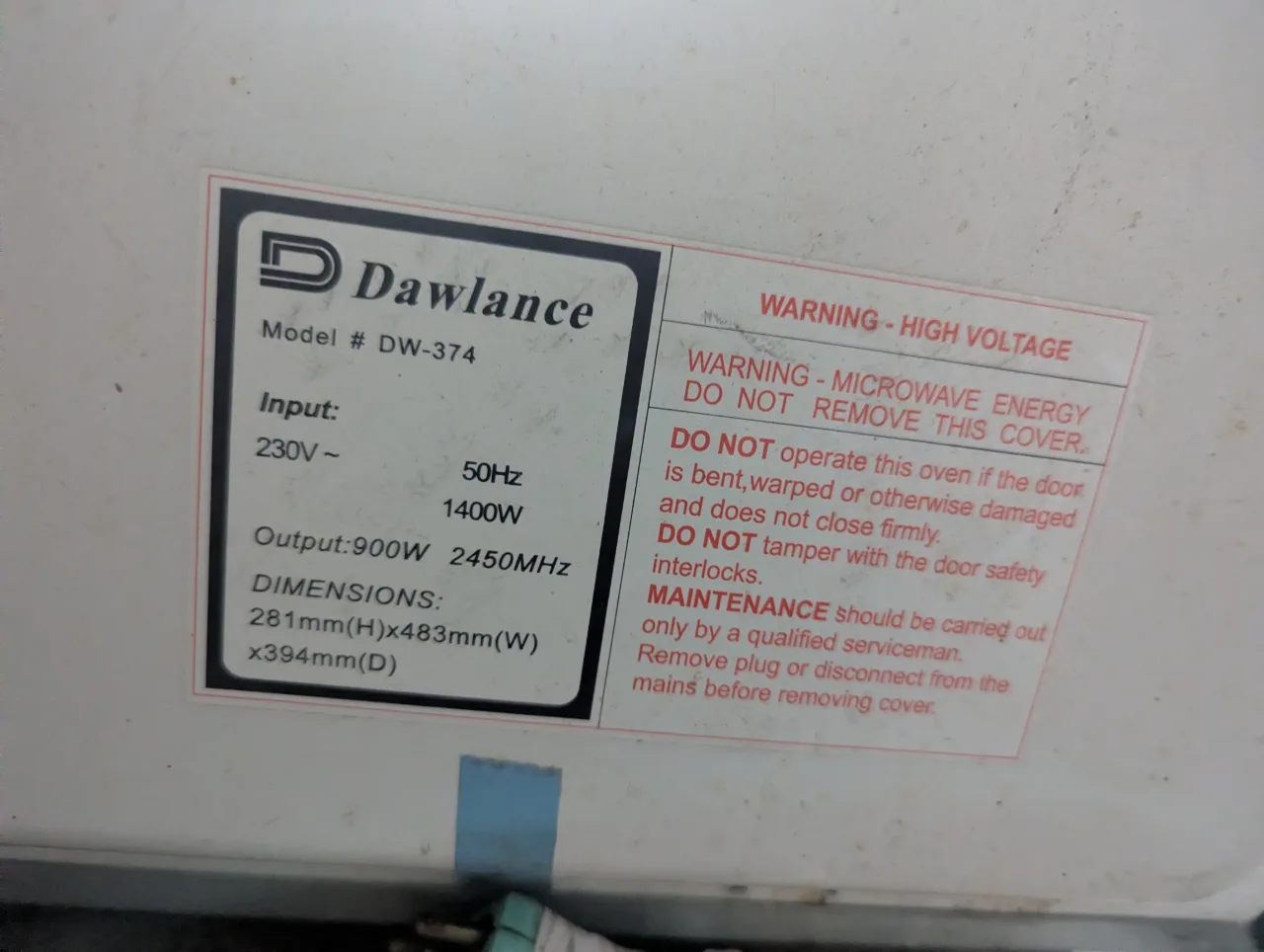 Microwave oven Dawlance 23 liters DW-374